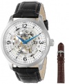 Stuhrling Original Men's 730.SET.01 Delphi Denmark Automatic Skeleton Black Leather Strap Watch with Additional Strap