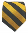 100% Silk Woven Black and Gold Striped Tie