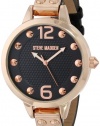 Steve Madden Women's SMW00024-02 Rose Gold Case and Black Strap Watch