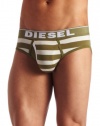 Diesel Men's Blade Fresh & Bright Thick Striped Brief, Green, Large