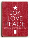 Joy Love Peace by Artist Cheryl Overton 30x40 Planked Wood Sign Wall Decor Art