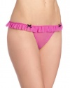 Betsey Johnson Women's Stretch Mesh Tiny tutu Thong Panty, Very Violet, Medium