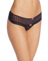 Betsey Johnson Women's Stocking Stripe Thong, Black, Small