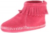 Minnetonka Back Flap Bootie (Infant/Toddler),Pink,3 M US Infant