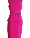 Calvin Klein Sleeveless Belted Peplum Dress Pink