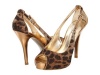 Guess Women's Hondola Sparkly Peep-toe Platform Pumps in Bronze Leopard Size 9.5