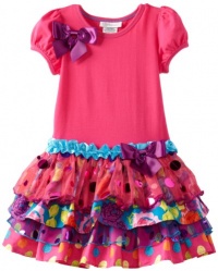 Bonnie Jean Girls 2-6X Sparkle Tiers Dress, Fuchsia, 4