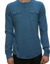 Lucky Brand Jeans Men's Henley with Pockets Long Sleeve Shirt-Blue