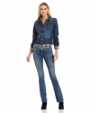 True Religion Women's Jimmy Native Vintage Jacket, Denim, X-Small