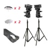 CowboyStudio Doulbe Off-Camera Flash Shoe Mount Swivel Umbrella Kit for Nikon Canon with 2 Silver Umbrellas, 2 Shoot Through Umbrllas, 2 Shoemount Brackets and Carrying Case