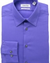 Calvin Klein STEEL Slim Fit Non Iron Textured Check Dress Shirt, Purple, 16 32-33