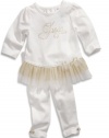 GUESS Kids Girls newborn long-sleeve ruffle tunic dress and leggings set (0-9m), OFF WHITE (6/9M)