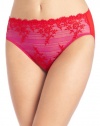 Wacoal Womens Embrace Lace Hi Cut Panty Brief Panty, Wild Aster/Chinese Red, Medium