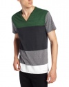 Calvin Klein Jeans Men's Multi-Stripe Block V-Neck Tee