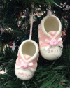 Baby's First Christmas Girl Shoes Ornament - 2011