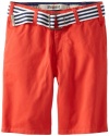 Request Boys 8-20 Colbert Chino Belt Short, Bright Red, 16