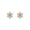 14k Gold Plated Pink Flower CZ Children Stud Earrings with Screw-back