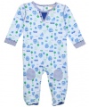 ABSORBA Baby-Boys Newborn B Cars Footie, Blue Print, 3-6 Months