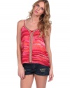 Vintage Havana Womens Printed Chiffon Tank - Coral - Medium