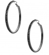 G by GUESS Women's Large Rhinestone Hoop Earrings, HEMATITE