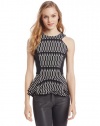 Parker Women's Brigitte Sleeveless Peplum Printed Top, Pandora, X-Small