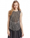 Parker Women's Hannah Beaded Sleeveless Top, Black, Small