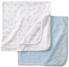 Little Me Baby-Boys Newborn Safari 2 Pack Receiving Blanket, White/Light Blue, One Size