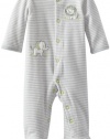 Little Me Baby-Boys Newborn Safari Stripe Velour Footie, Grey Multi, 6 Months