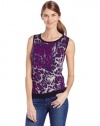 Jones New York Women's Petite Sleeveless Printed Shell Tank Sweater