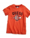 GUESS Kids Baby Boy Short-Sleeve Flag Screen Tee (12-24m), ORANGE (24M)