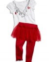 GUESS Kids Girls baby girl short-sleeve necklace tee, tutu and leggings set (12-24m), WHITE (24M)