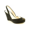 KORS Michael Kors Vivian Womens Size 6.5 Black Peep Toe Suede Wedges Heels Shoes