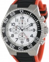 Invicta Men's 12411 Pro Diver Chronograph Silver Dial Black and Red Polyurethane Watch