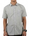 Volcom Men's Ex Factor Stripe Short Sleeve Shirt, Shadow Grey, Small