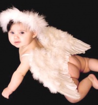 FashionWings (TM) White Feather Wings & Halo for Baby Toddlers 6-18mo as Photo Props, Fairy, Angel, Cupid Costume. Bonus My Angel Moment Photo Frame.