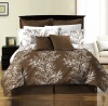 Chezmoi Collection 8-Piece Soft Microfiber Reversible Brown White Tree Branches Duvet Cover with Sheet Set, King