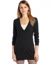 Magaschoni Women's 100% Cashmere Deep V Tunic Sweater, Castle,Small