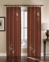 Floral Embroidered Faux Silk Window Curtain Drapery in Rich Colors