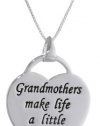 Sterling Silver Grandmothers Make Life A Little Sweeter Heart Pendant Necklace, 18