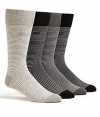 Calvin Klein Men's Fine Stripe Crew Dress Socks 4-Pack, One Size, Black / Grey