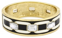 Anne Klein Deco'ed Out Gold-Tone Thin Ivory and Black Enamel Bangle Bracelet