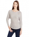 Calvin Klein Jeans Women's Striped Dolman Sleeve Tee, Medium Grey Heather, Small