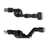 Qmadix 3-in-1 USB Retractable Charging/Sync Cable - Black