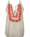 Joie Womens Porcelain Hot Coral Chutney Embroidered Sleeveless Top M