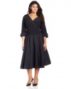 Jessica Howard Women's Plus-Size 3/4 Sleeve Collared Flare Dress