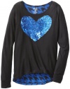 Flowers by Zoe Girls 7-16 Sequin Heart Top, Royal Blue, Small