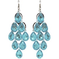 Chandelier Earrings In Turquoise with Silver Finish