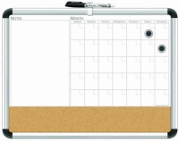 Board Dudes 17 x 23 Aluminum Framed Magnetic 3-In-1 Dry Erase Cork Calendar Board (79293UA-4)