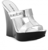 bebe Women's FREESIA Wedge Sandal,Silver,10 M US