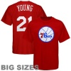 NBA Majestic Philadelphia 76ers #21 Thaddeus Young Red Player Big Sizes T-shirt